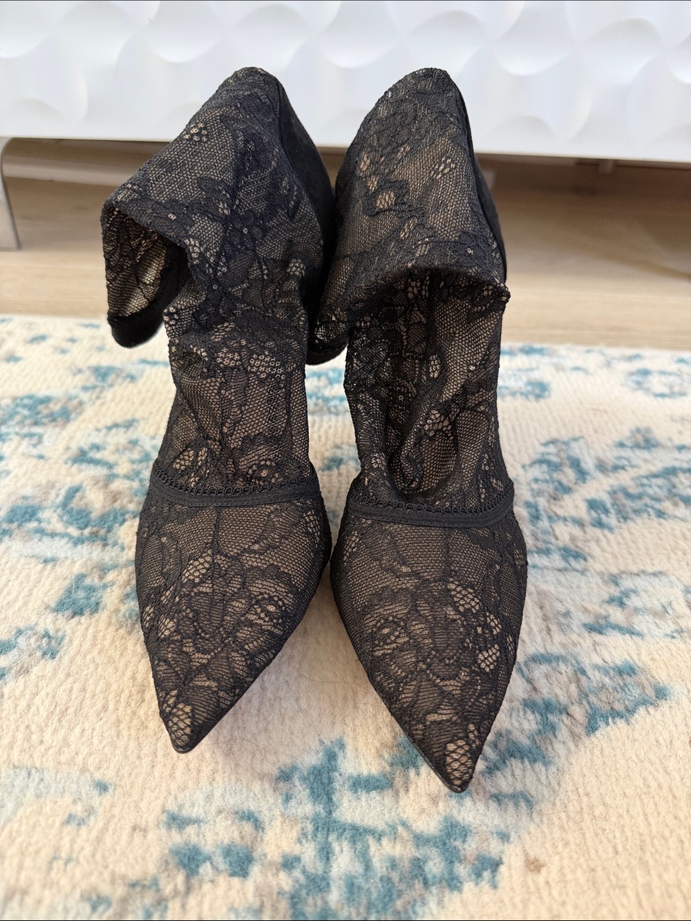 Gianvito Rossi Black Lace Pointed Toe Booties